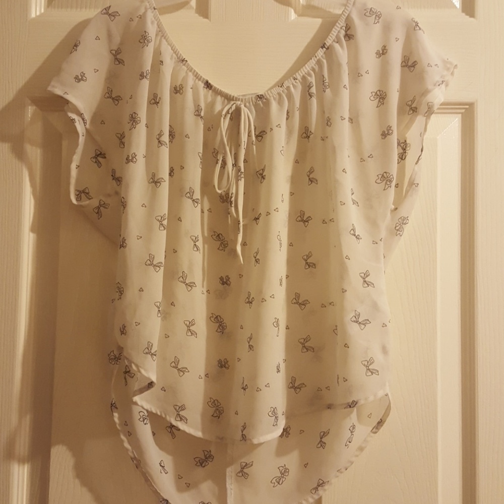 Forever 21 black and white bow blouse